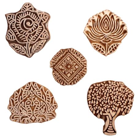 Set of 5 Piece New Mix Wooden Printing Block